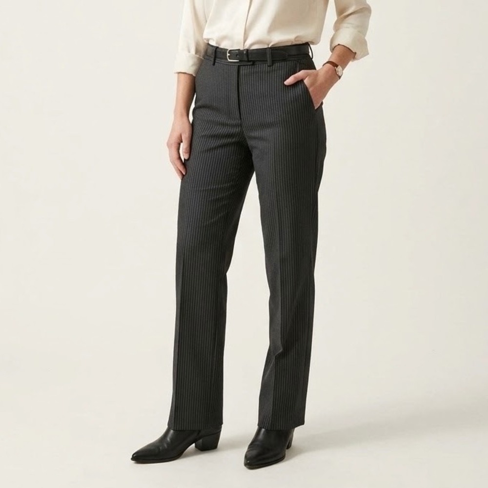 Brooks Brothers Loro Piana Dress Pants Wool Black Grey Pinstripe Size 0